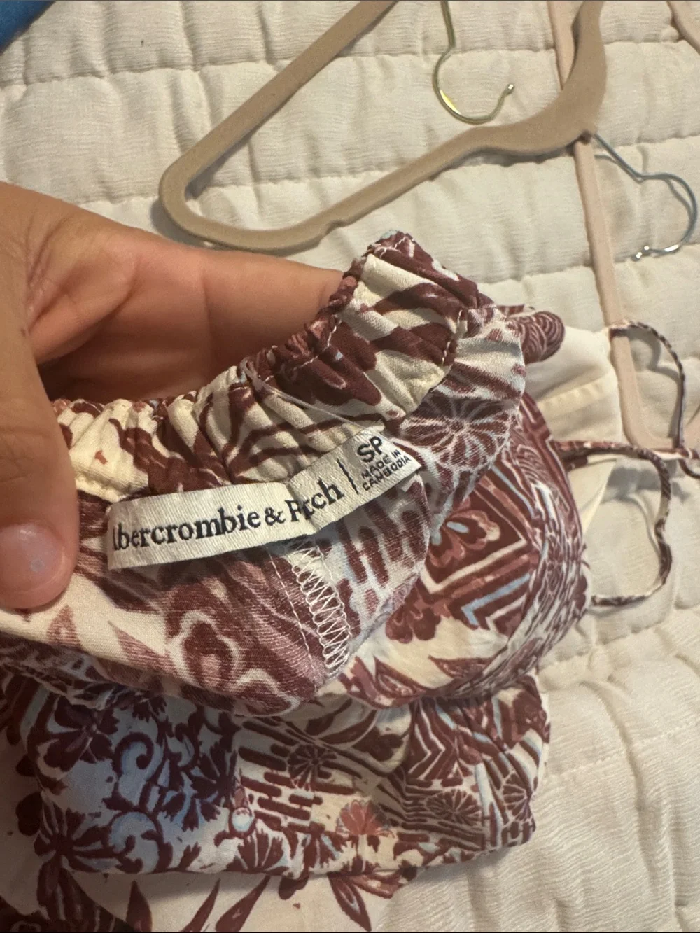 Abercrombie & Fitch Pink and White Printed Bra-Free Clasp-Back Maxi Dress